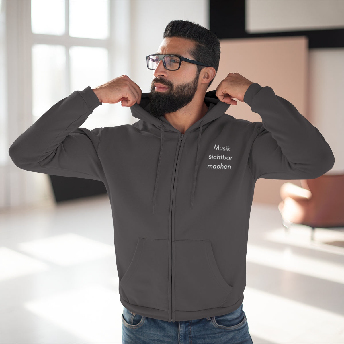 Sweat-Jacke mit Zipper "Musik sichtbar machen" für ERWACHSENE