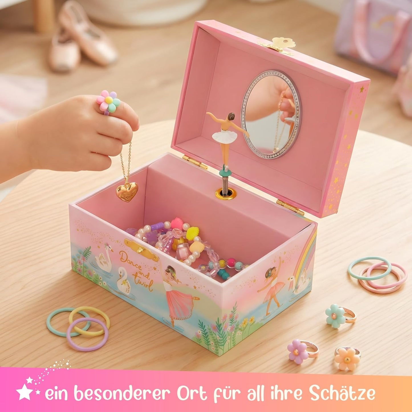 Schmuckschatulle mit Spieluhr & Spiegel – Ballerina Musik Box