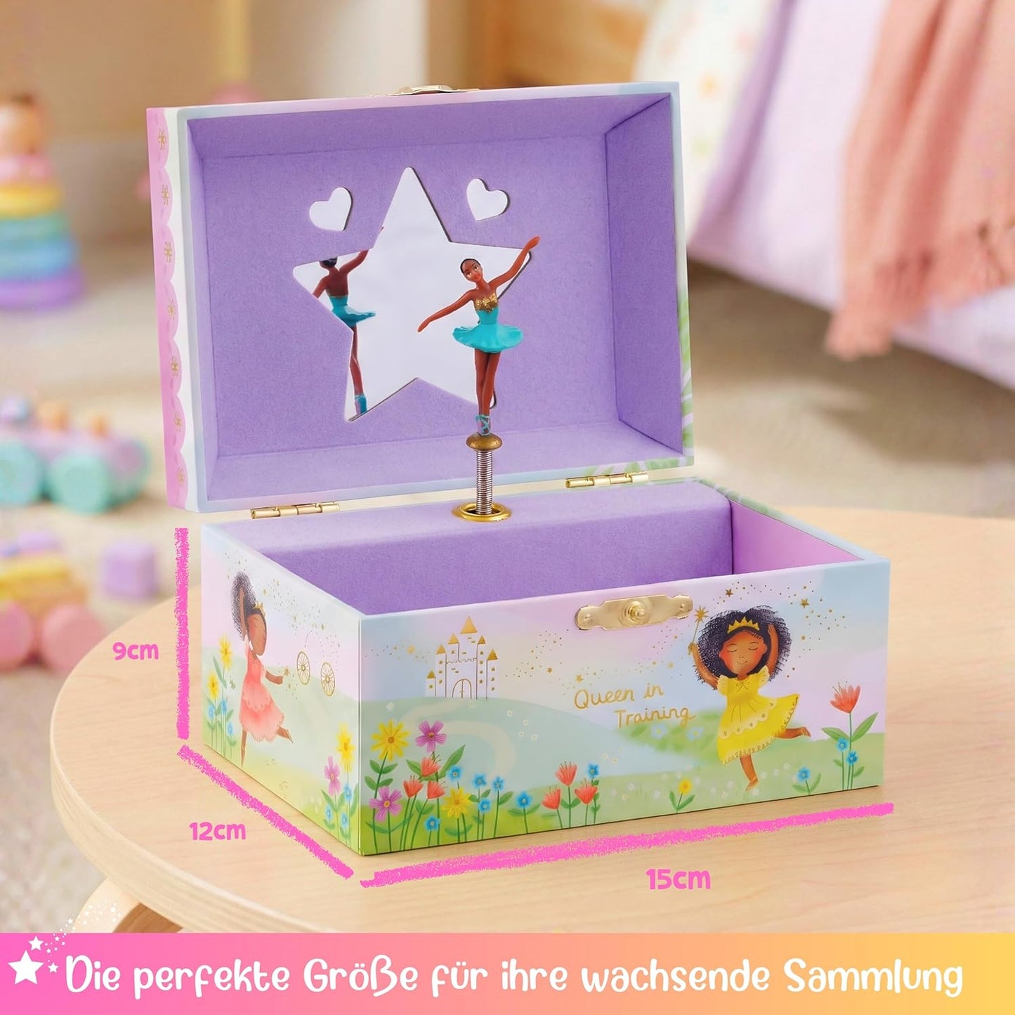 Schmuckschatulle mit Spieluhr & Spiegel – Ballerina Musik Box